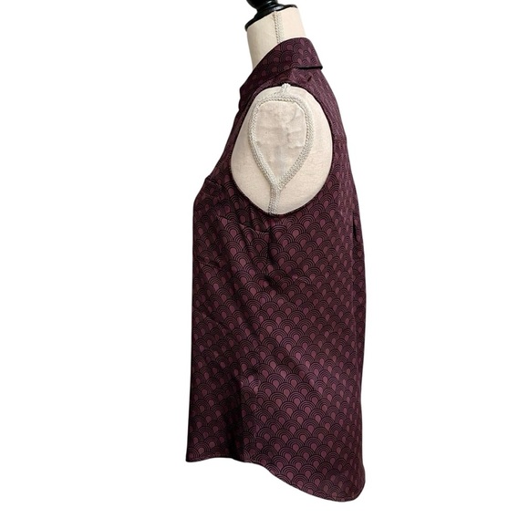 Express Brown Black Geometric Sleeveless Button Front Blouse XS - Picture 5 of 11